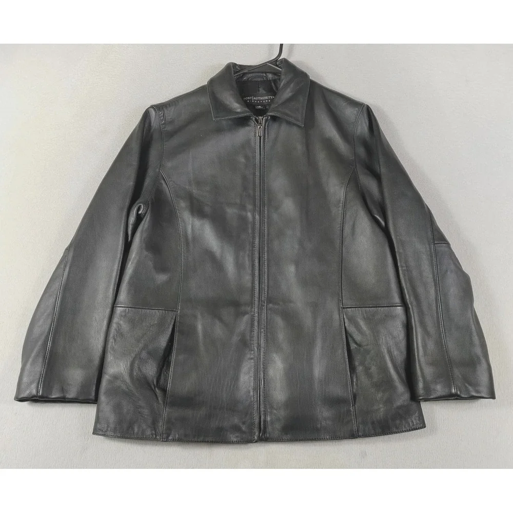 Port Authority Signature Jacket Womens Medium Black Leather Bomber Insulated